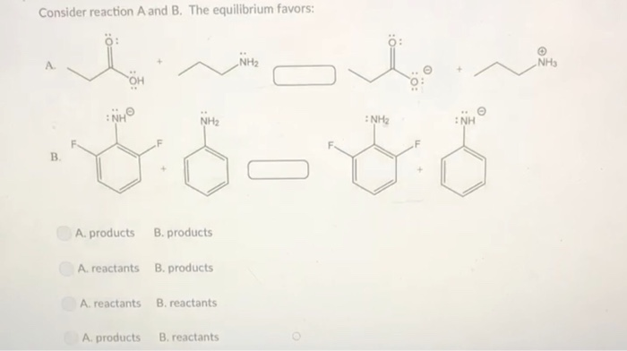 Solved Consider reaction A and B. The equilibrium favors: | Chegg.com