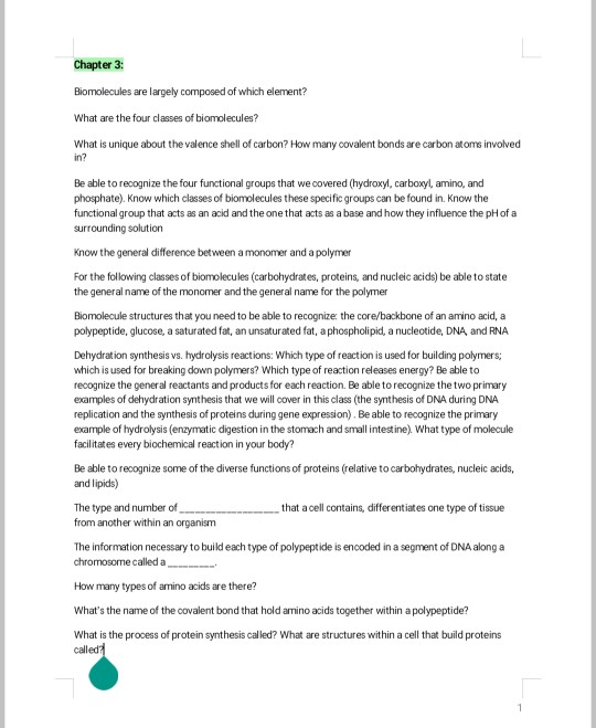 Solved Chapter 3 Biomolecules are largely composed of which