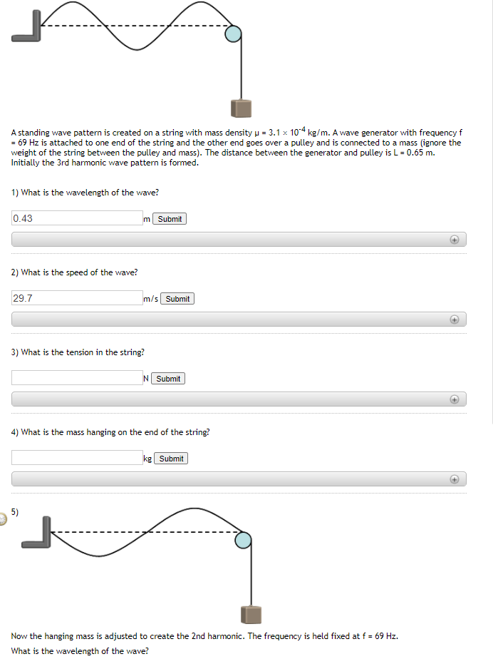 Solved A standing wave pattern is created on a string with | Chegg.com