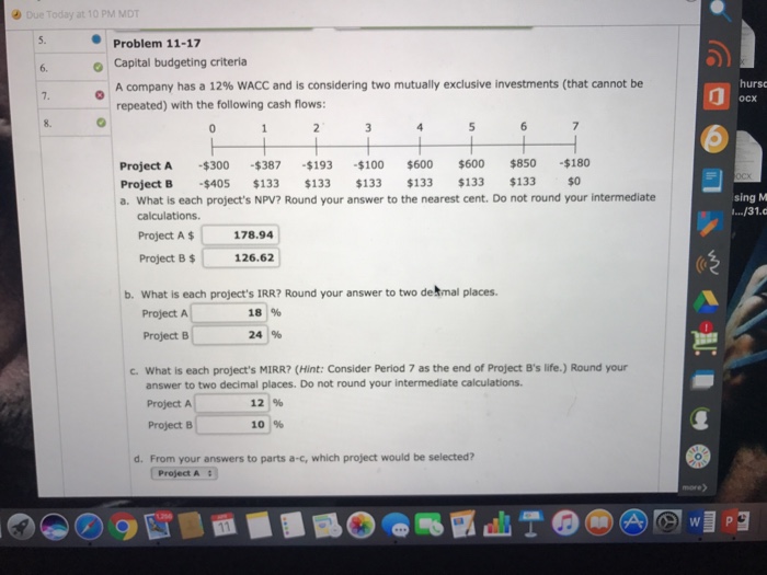 Solved Due Today at 10 PM MDT Problem 11-17 6 o Capital | Chegg.com