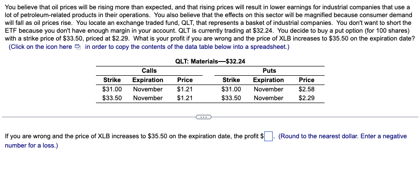 Solved You Believe That Oil Prices Will Be Rising More Than | Chegg.com