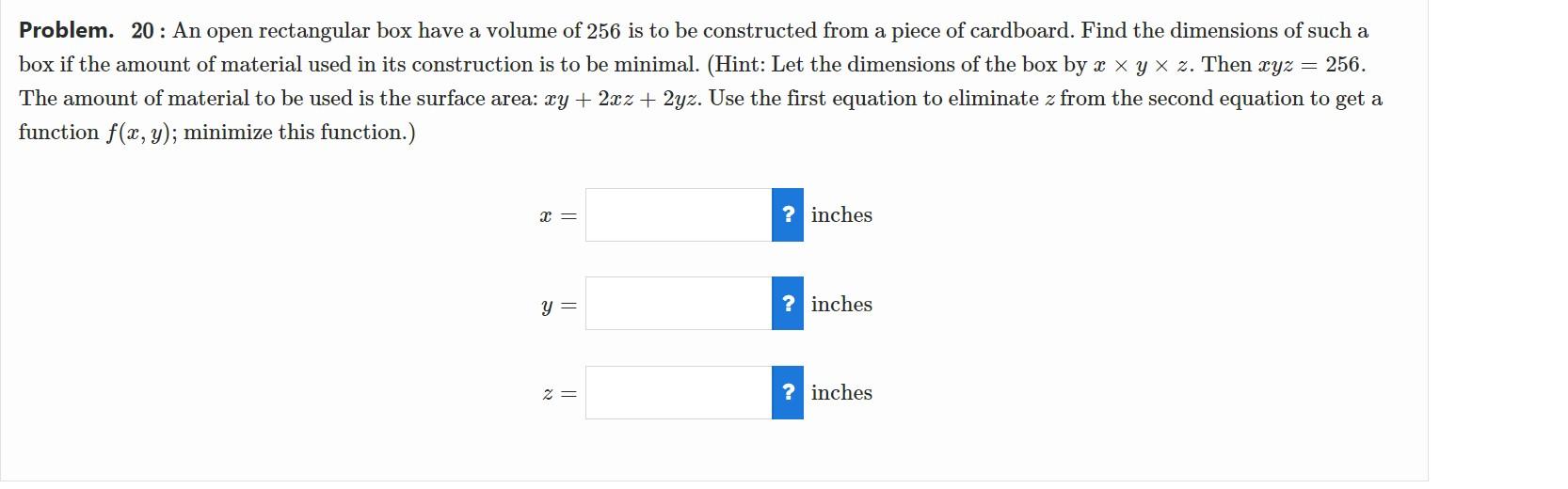 Solved Each Figure Shows A Rectangular Box With Dimensions Off