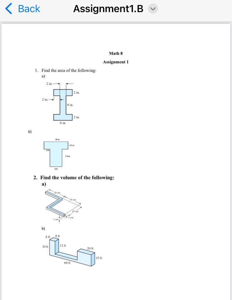 Solved 1. Find The Area Of The Following: A) B) 2. Find The | Chegg.com