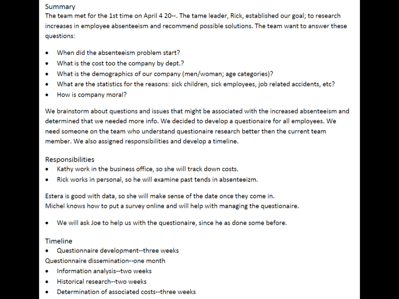 Solved Open the attached file and edit the status report to | Chegg.com
