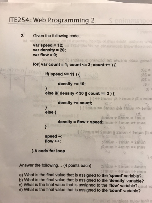 Solved ITE254: Web Programming 2 2. Given the following | Chegg.com