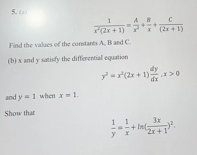 Solved 11 + х 5. (a 1 A B С x? (2x+1) x? (2x + 1) Find the | Chegg.com