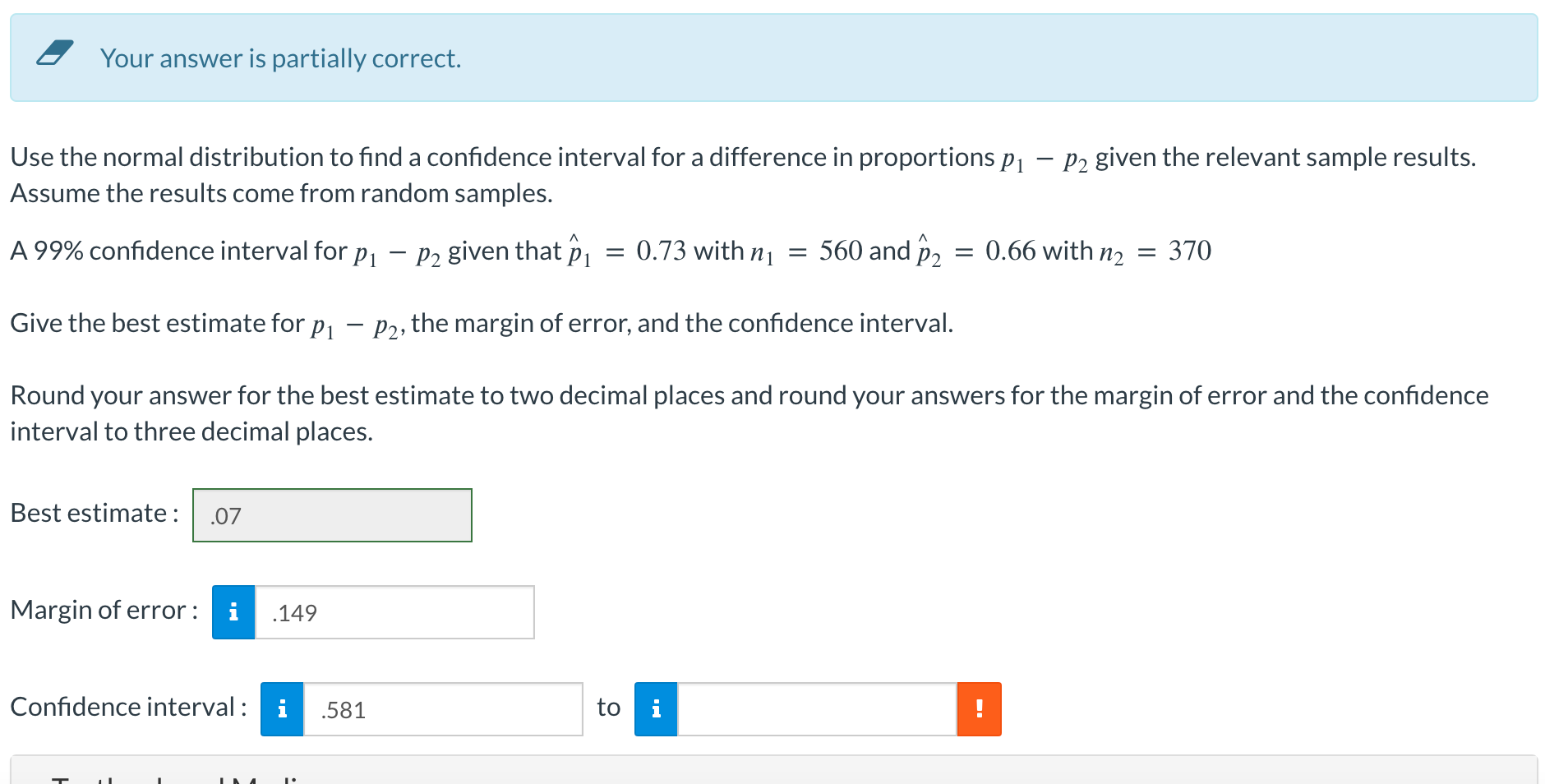 Solved - Your Answer Is Partially Correct. Use The Normal 