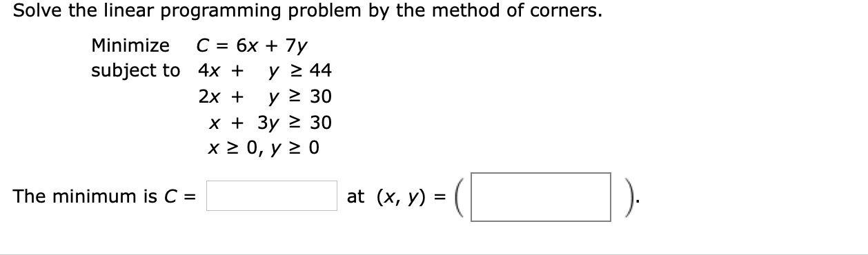 Solved Solve the linear programming problem by the method of | Chegg.com