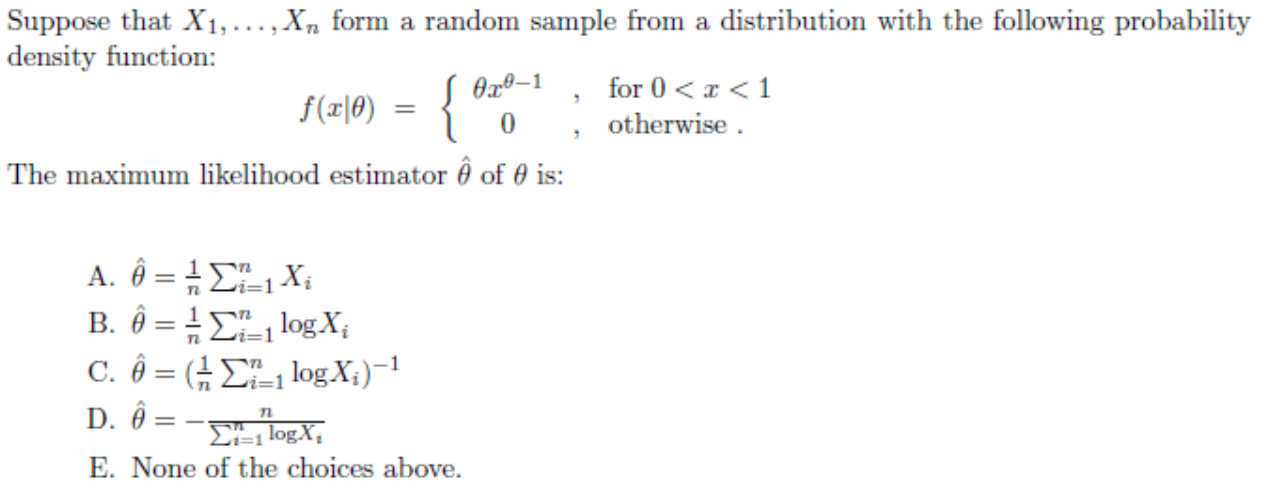 Solved Suppose that X1, ..., X, form a random sample from a | Chegg.com