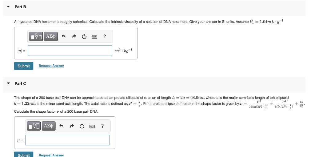 Solved The intrinsic viscosity of a macromolecular solution | Chegg.com