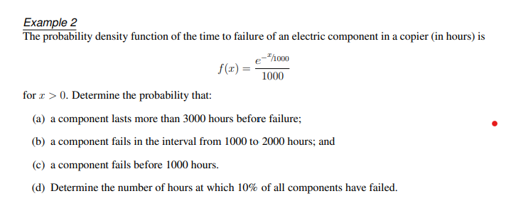 Solved Example 2 The probability density function of the | Chegg.com
