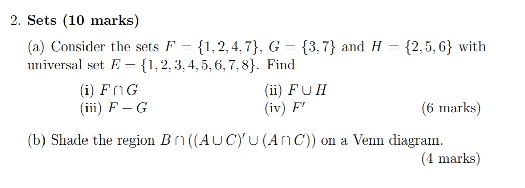 Solved 2 5 6 With 2 Sets 10 Marks A Consider The Chegg Com