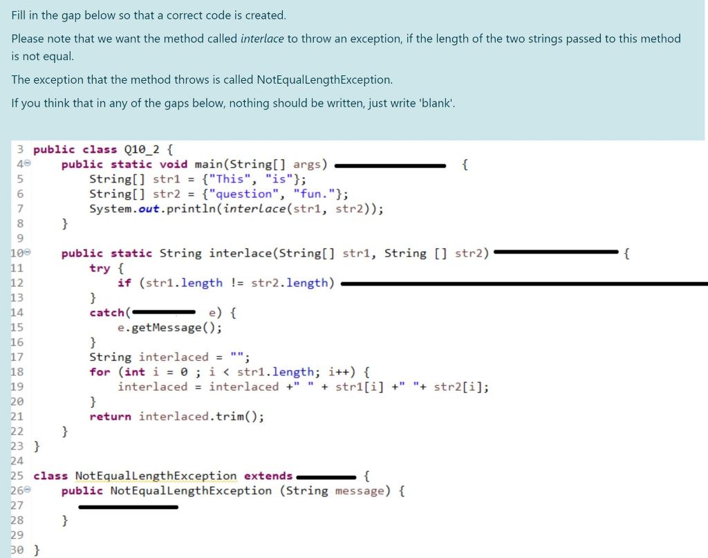 Solved Fill in the gap below so that a correct code is | Chegg.com