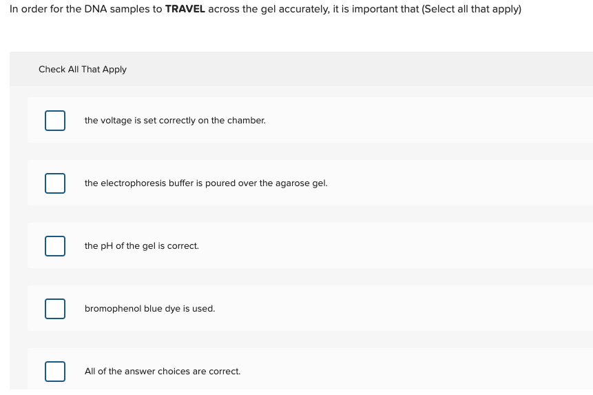 Solved In order for the DNA samples to TRAVEL across the gel | Chegg.com