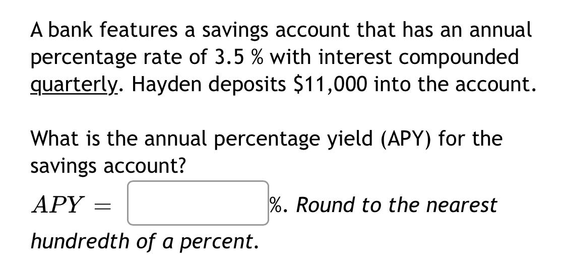 Solved A bank features a savings account that has an annual | Chegg.com