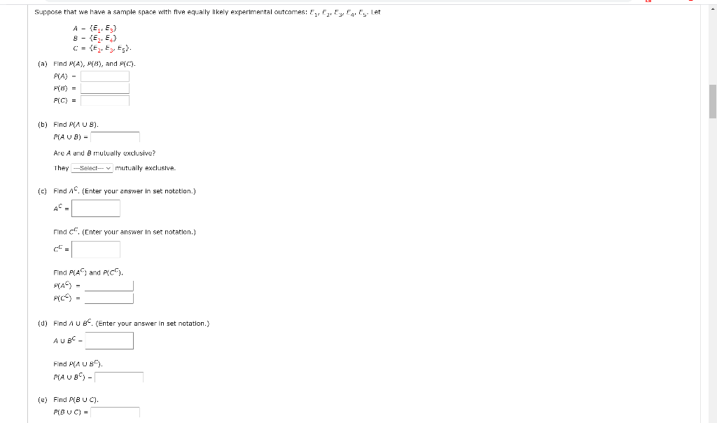 Solved Suppose that we have a sample space with five equally | Chegg.com