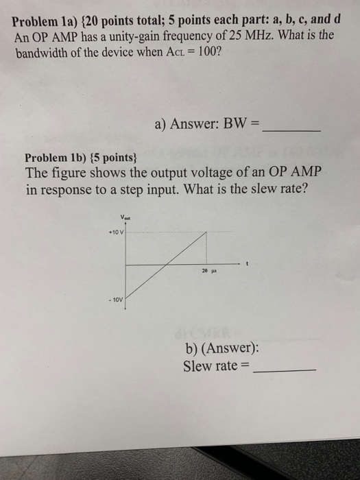 Solved Problem 1a) (20 points total; 5 points each part: a, | Chegg.com