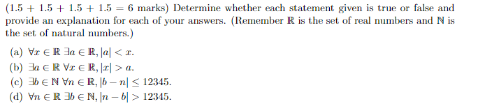 Solved (1.5 + 1.5 +1.5 + 1.5 = 6 marks) Determine whether | Chegg.com