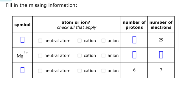 Solved Fill in the missing information: | Chegg.com