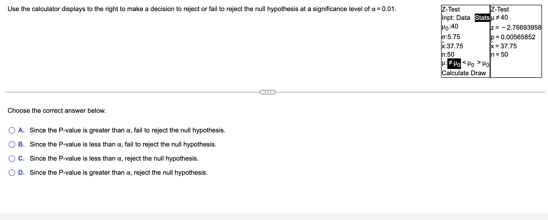 Null hypothesis calculator new arrivals