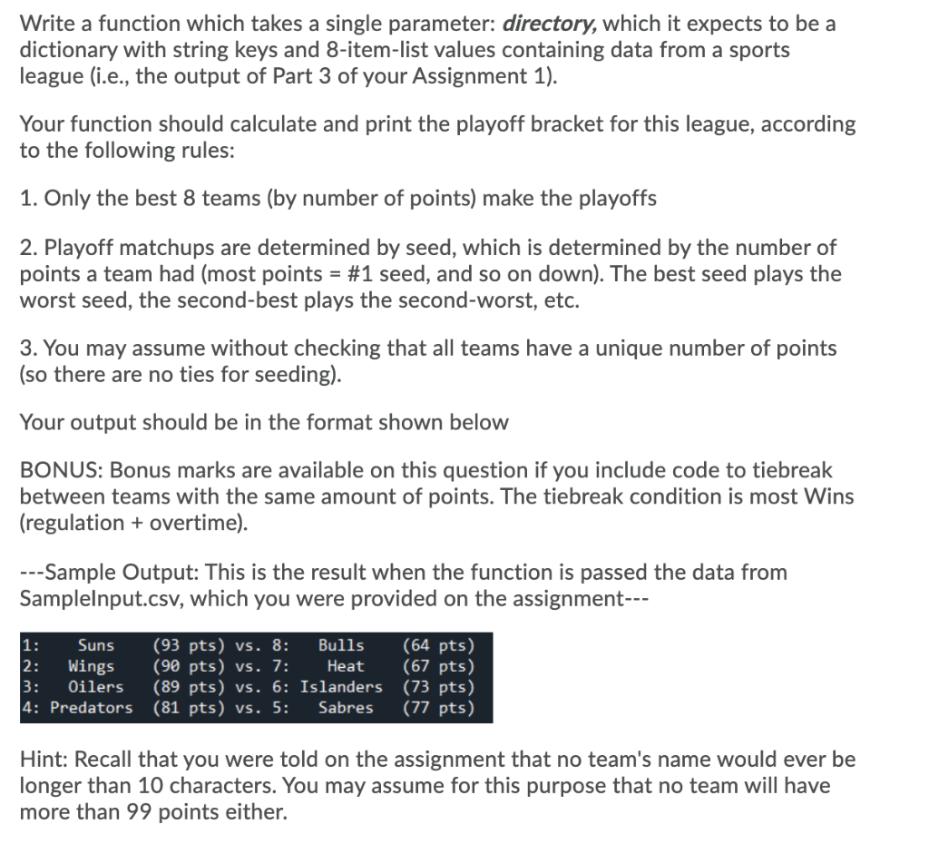 Solved Write a function which takes a single parameter: | Chegg.com