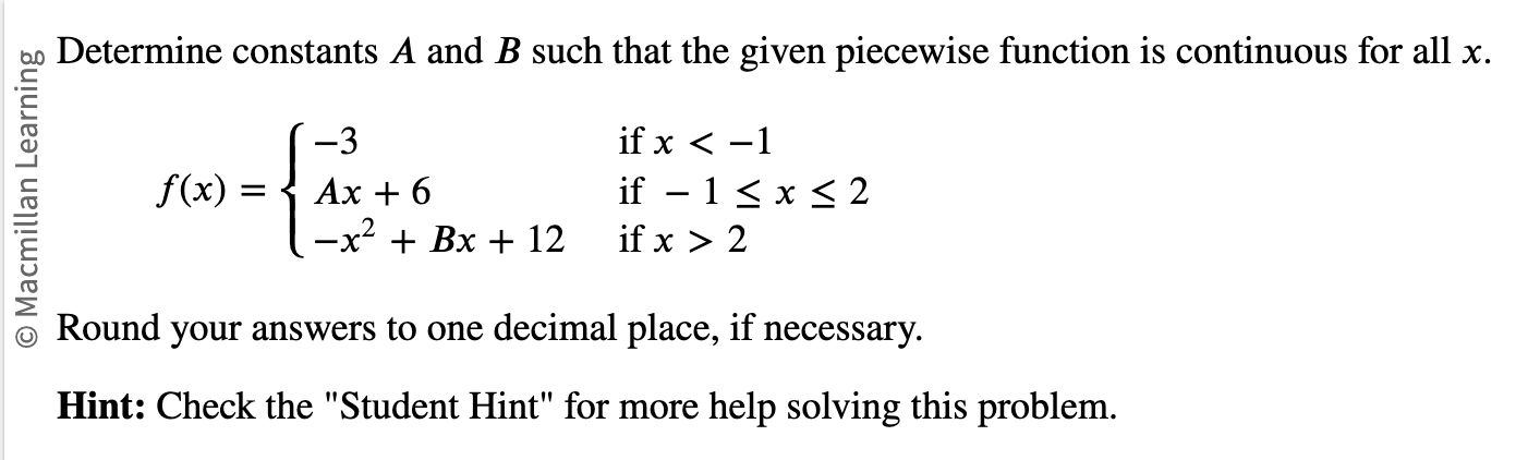 Solved Determine Constants A And B Such That The Given | Chegg.com