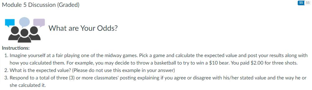 Module 5 Discussion (Graded) What are Your Odds? | Chegg.com