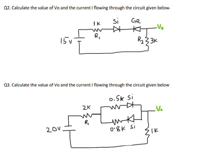 Solved Q2. Calculate The Value Of Vo And The Current I | Chegg.com