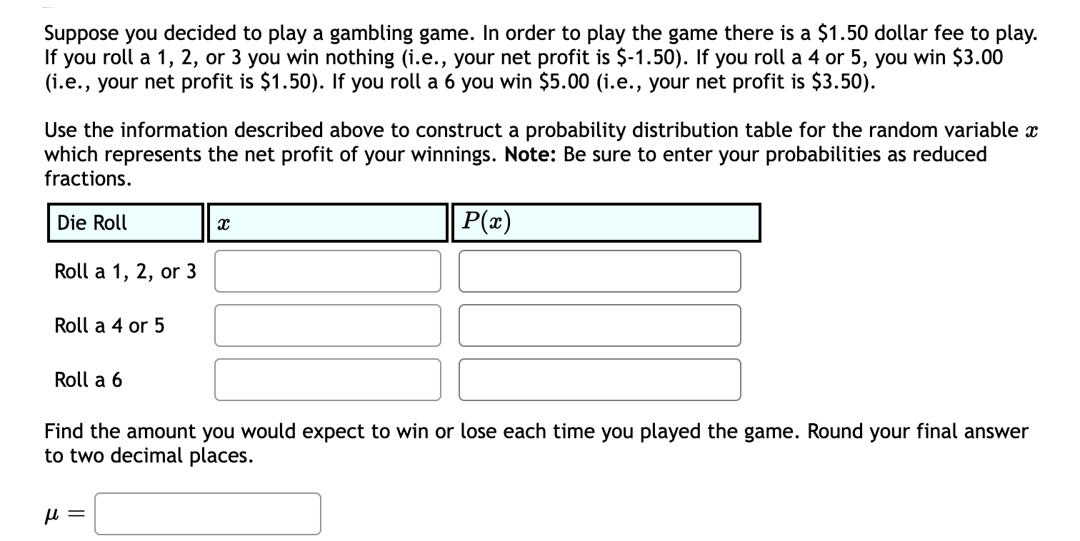 Solved A Suppose You Decided To Play A Gambling Game. In | Chegg.com