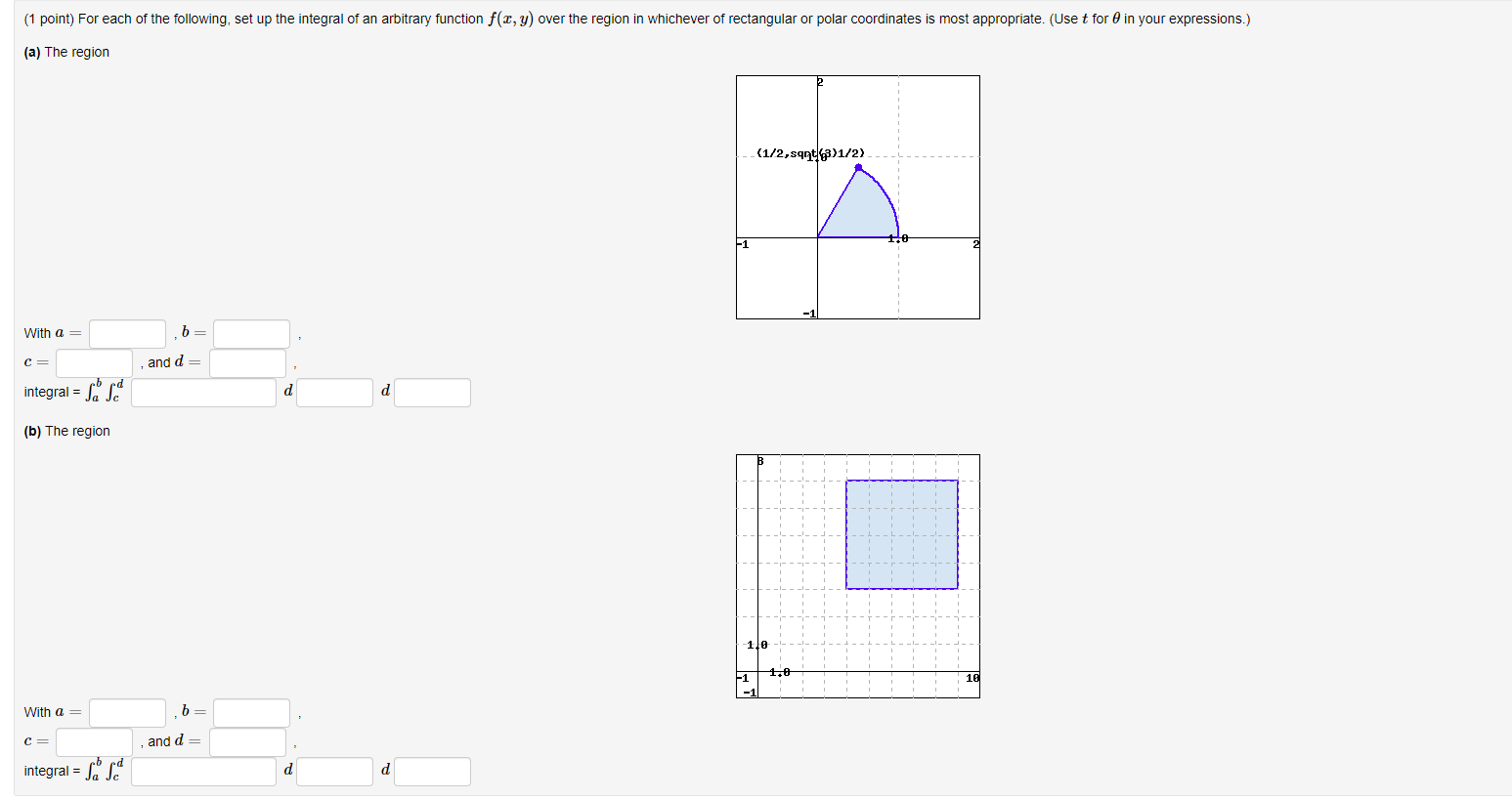 Solved (1 point) For each of the following, set up the | Chegg.com