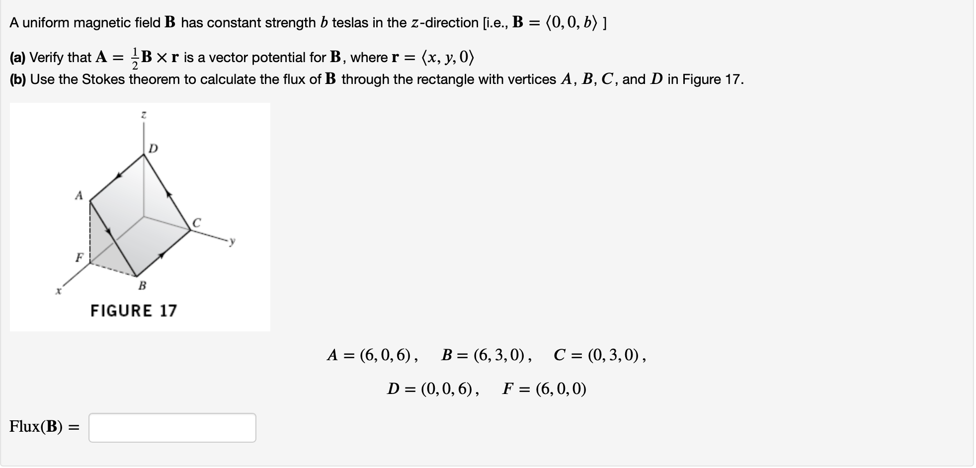 Solved A uniform magnetic field B has constant strength b | Chegg.com