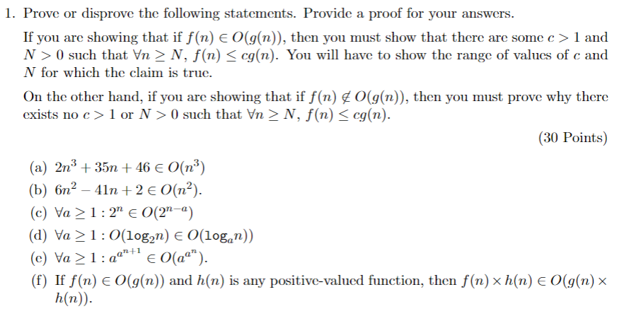 Solved 1 Prove Or Disprove The Following Statements Pro Chegg Com