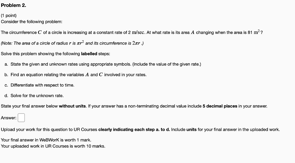Solved Problem 2. (1 point) Consider the following problem: | Chegg.com