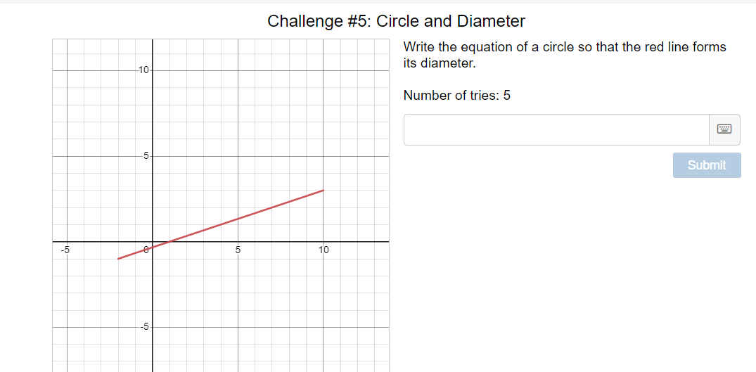 Solved Challenge \#5: Circle and Diameter Write the equation | Chegg.com