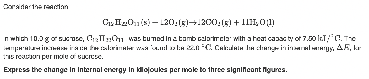 Solved Consider the reaction C12H22O11( s)+12O2( g)→12CO2( | Chegg.com