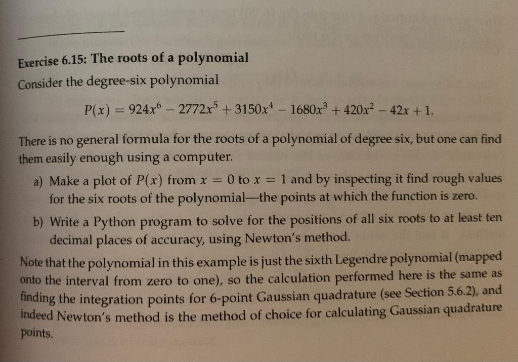 Solved Exercise 6.15: The roots of a polynomial Consider the | Chegg.com