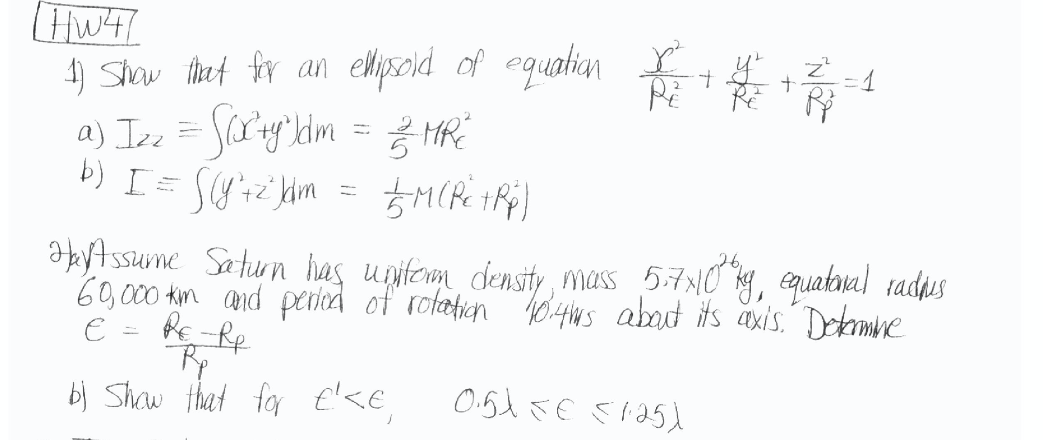 2) Assume Saturn has uniform density, mass 5.7 * 10 | Chegg.com