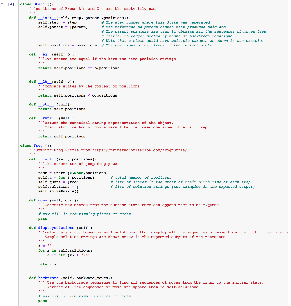 Solved HW #3 Jumping frogs puzzle • | Chegg.com