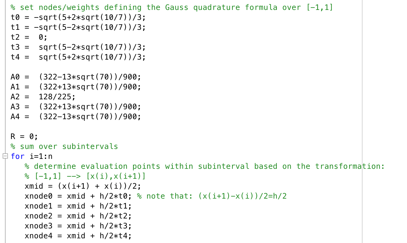 (Solved) : 2 Gaussian Quadrature Rules Following Files Provided Canvas ...