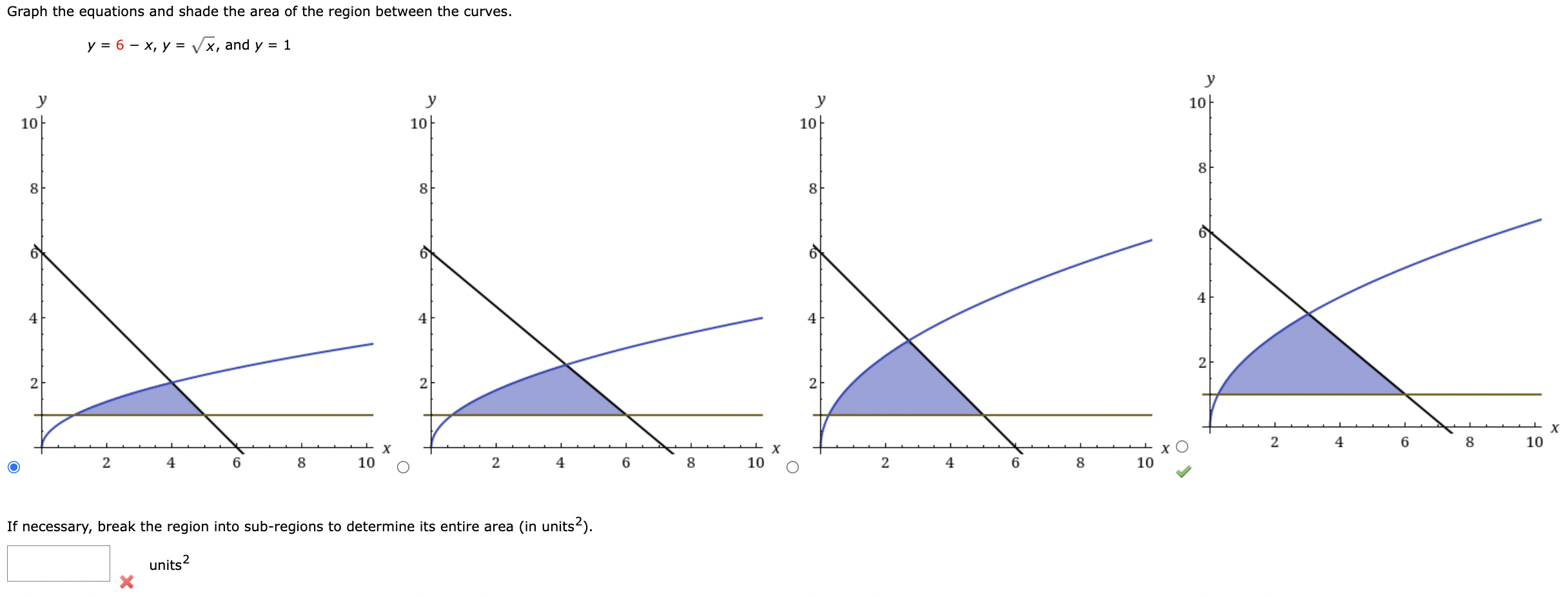 Solved Graph the equations and shade the area of the region | Chegg.com
