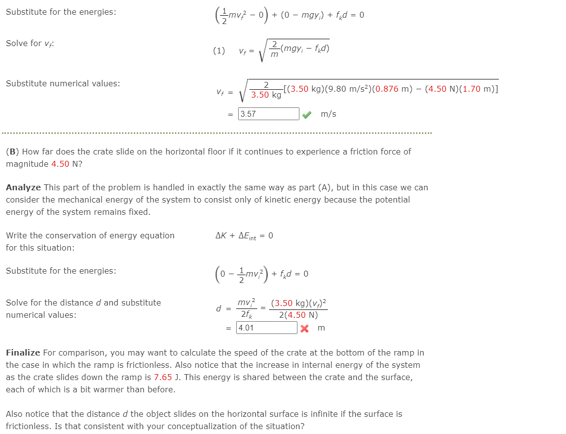 Solved Example 8.7 Crate Sliding Down a Ramp = 0 A 3.50-kg | Chegg.com