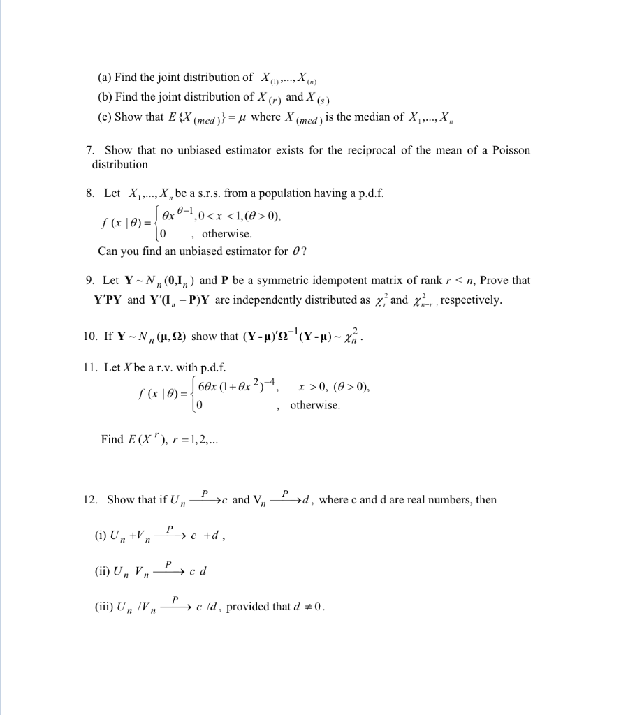 Solved 1 5 Exercises 1 Let X Be An Nxl Vector Of R V S X Chegg Com