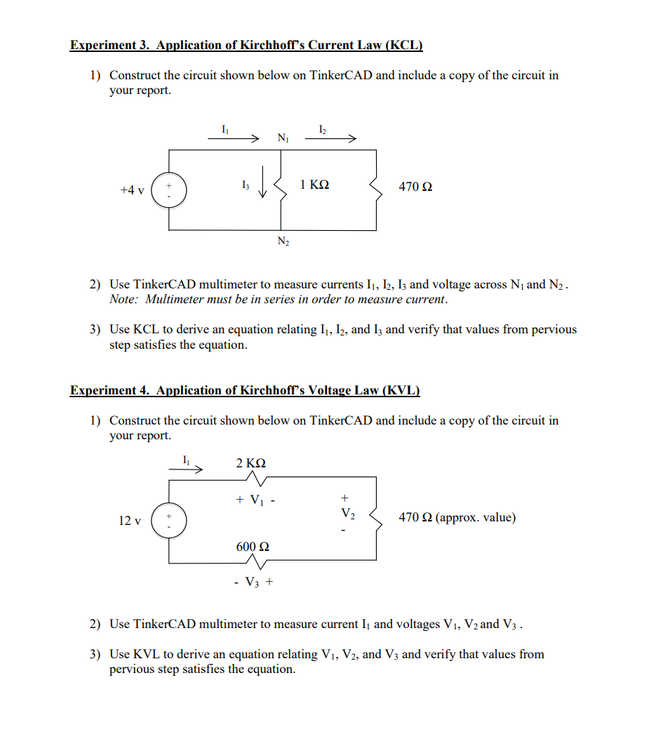 Solved Experiment 3. Application Of Kirchhoff's Current Law | Chegg.com