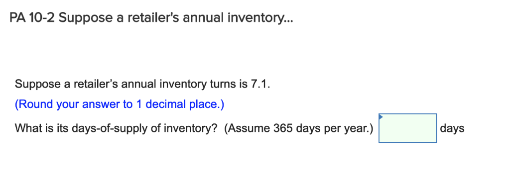 annual inventory turns