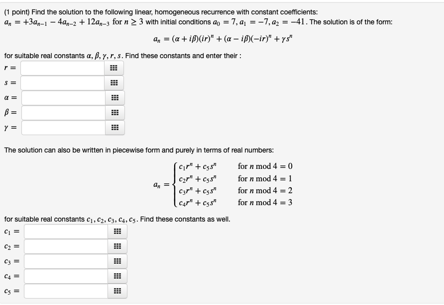 Solved (1 point) Find the solution to the following linear, | Chegg.com