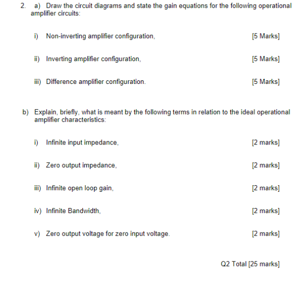 Solved 2. a) Draw the circuit diagrams and state the gain | Chegg.com