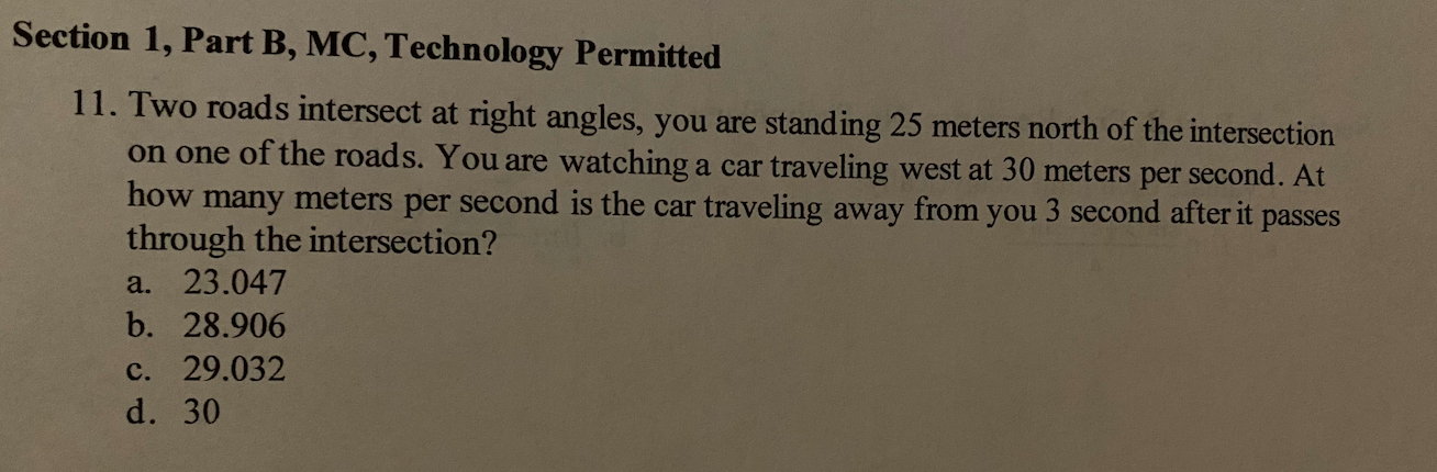 Solved Section 1, Part B, MC, Technology Permitted 11. Two | Chegg.com