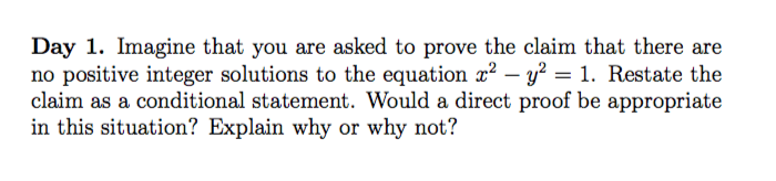 Solved Day 1. Imagine that you are asked to prove the claim | Chegg.com
