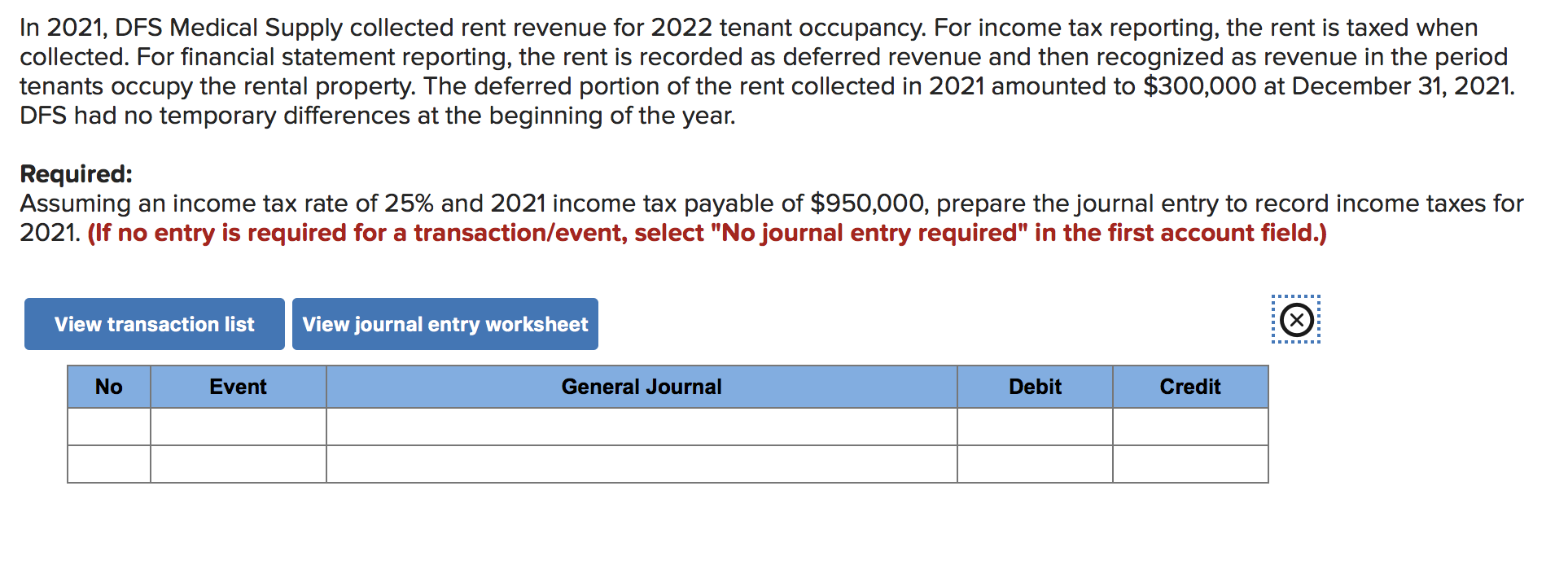 Solved In 2021, DFS Medical Supply collected rent revenue