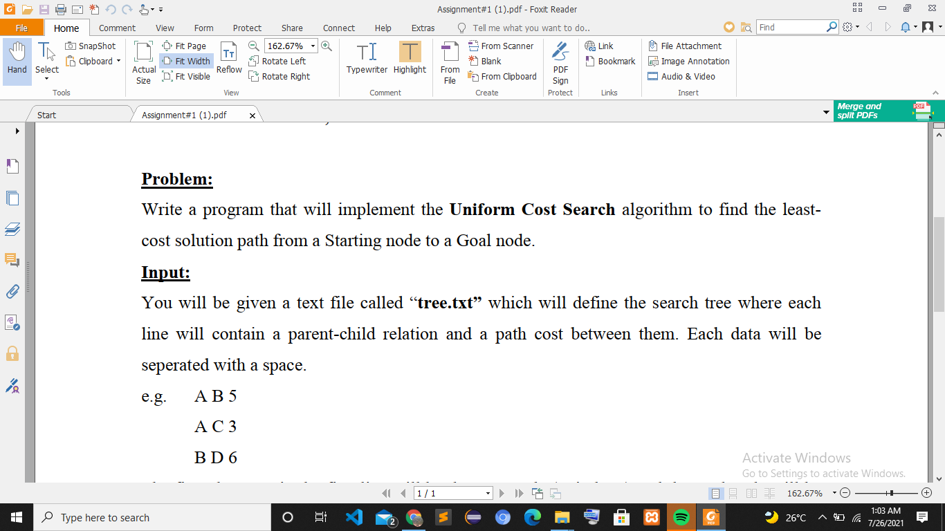 Solved G o Assignment#1 (1).pdf - Foxit Reader a X File Home | Chegg.com